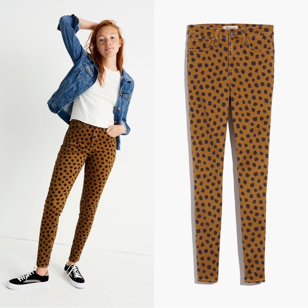 Madewell • 10" Mid-Rise Skinny Jeans in Painted Spots mustard yellow gold
